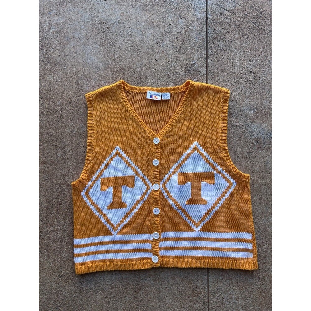 Vintage 90s Preppy Castaways Tennessee Volunteers Knitted Sweater Vest